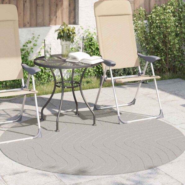 vidaXL Kusové koberce Okrúhly PALMERAS Krémová Ø 120 CM Polyester – Obrázok 3