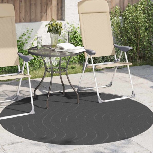 vidaXL Kusové koberce Okrúhly PALMERAS Antracit Ø 160 CM Polyester – Obrázok 3