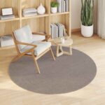 vidaXL Kusové koberce Okrúhly LUGO Sivohnedá Ø 120 CM Polyester – Obrázok 3