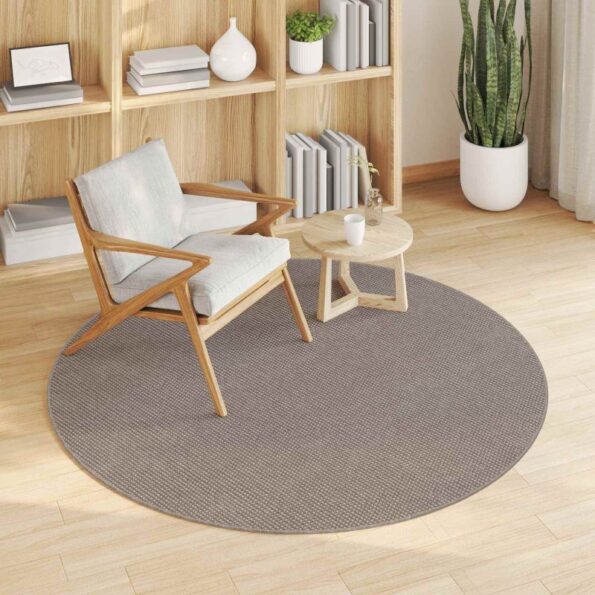 vidaXL Kusové koberce Okrúhly LUGO Sivohnedá Ø 120 CM Polyester – Obrázok 3