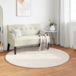 vidaXL Kusové koberce Okrúhly SIROLO Krémová Ø 200 CM Polyester