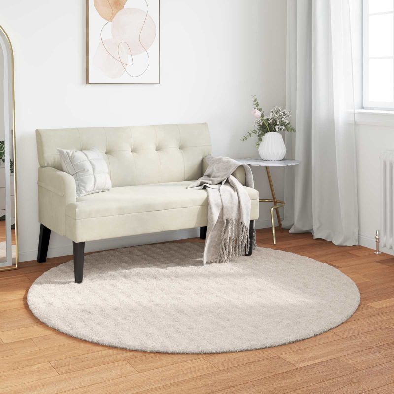 42022751_1.jpg vidaXL Kusové koberce Okrúhly SIROLO Béžová Ø 200 CM Polyester – Obrázok 1