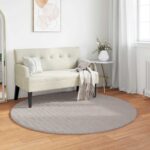 vidaXL Kusové koberce Okrúhly SIROLO Piesková Ø 120 CM Polyester