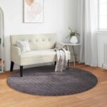 vidaXL Kusové koberce Okrúhly SIROLO Antracit Ø 120 CM Polyester