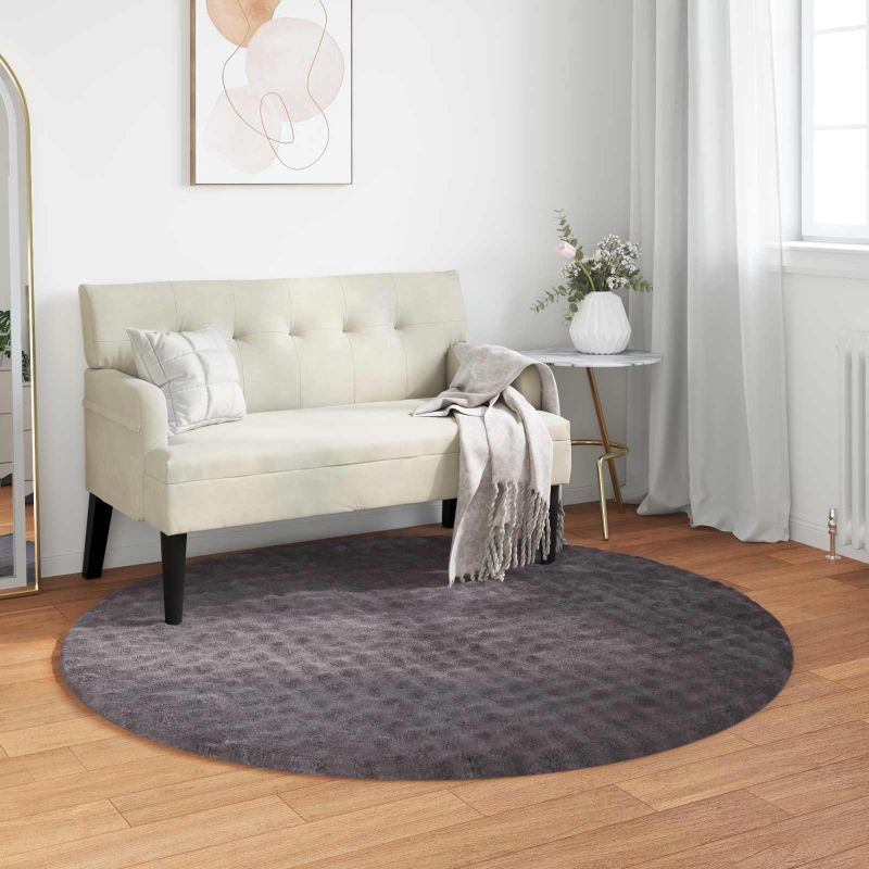 42022788_1.jpg vidaXL Kusové koberce Okrúhly SIROLO Antracit Ø 120 CM Polyester – Obrázok 1