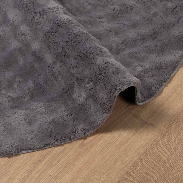 vidaXL Kusové koberce Okrúhly SIROLO Antracit Ø 160 CM Polyester – Obrázok 5