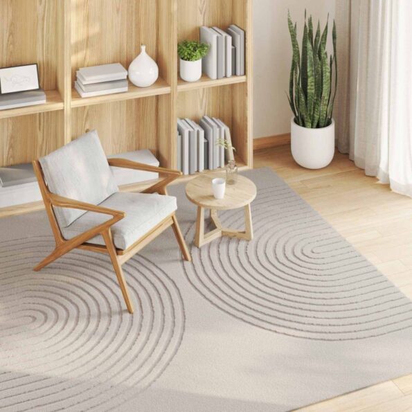 vidaXL Kusové koberce Štvorcový GALATI Krémová 200 x 200 cm Polyester – Obrázok 3