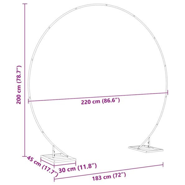 vidaXL Svadobný oblúk Zlatá 220 x 45 x 200 cm Oceľ – Obrázok 9