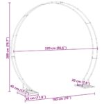 vidaXL Svadobný oblúk Biela 220 x 45 x 200 cm Oceľ – Obrázok 9