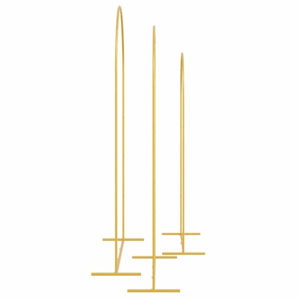 vidaXL Svadobný oblúk 3 pcs Zlatá Oceľ – Obrázok 6