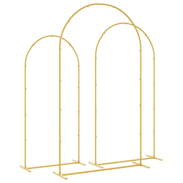 vidaXL Svadobný oblúk 3 pcs Zlatá Oceľ – Obrázok 7