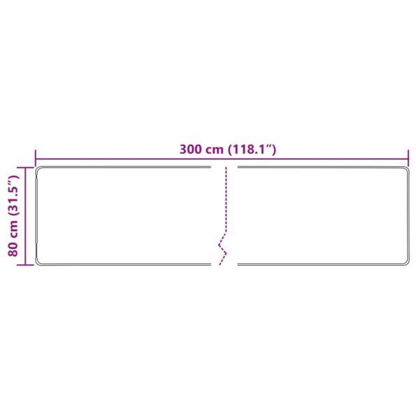vidaXL Koberec Potlač Krémová 300 x 80 cm Polyester a PVC – Obrázok 7