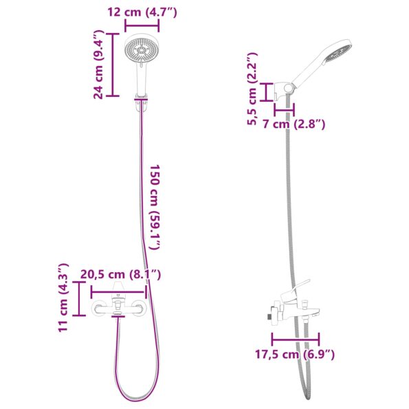 vidaXL Súprava sprchovej hlavice Chróm G 1 / 2 palca – Obrázok 9