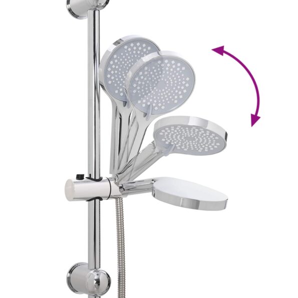 vidaXL Sprchový systém Strieborná 45 x 20 x 96 cm Mosadz, Sus201 a ABS – Obrázok 7