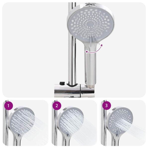 vidaXL Sprchový systém Strieborná 45 x 20 x 96 cm Mosadz, Sus201 a ABS – Obrázok 10