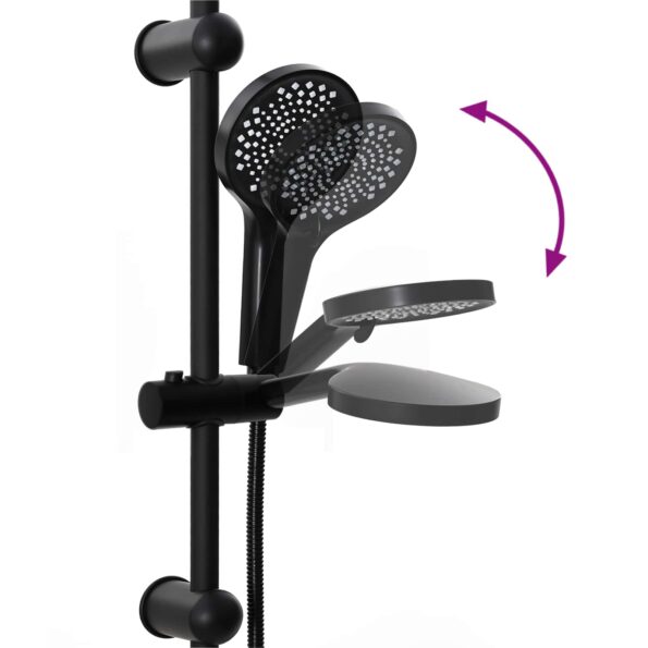 vidaXL Sprchový systém Čierna 45 x 20 x 96 cm Mosadz, Sus201 a ABS – Obrázok 10