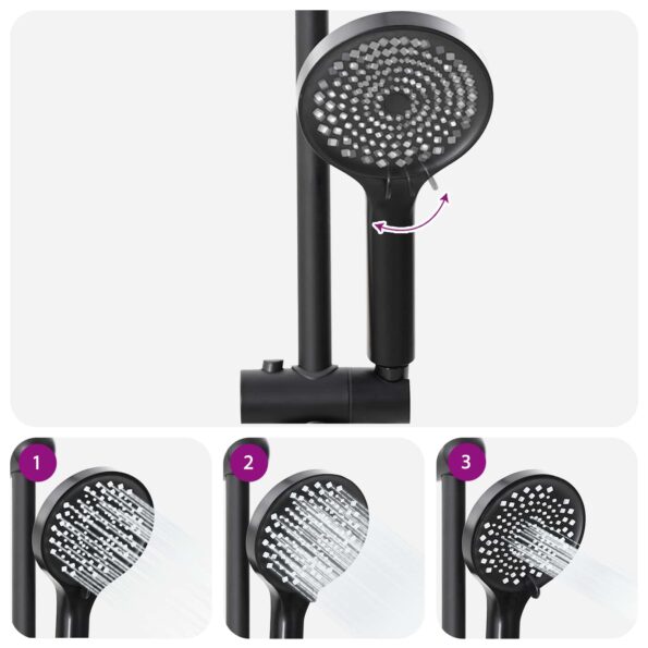 vidaXL Sprchový systém Čierna 45 x 20 x 96 cm Mosadz, Sus201 a ABS – Obrázok 9