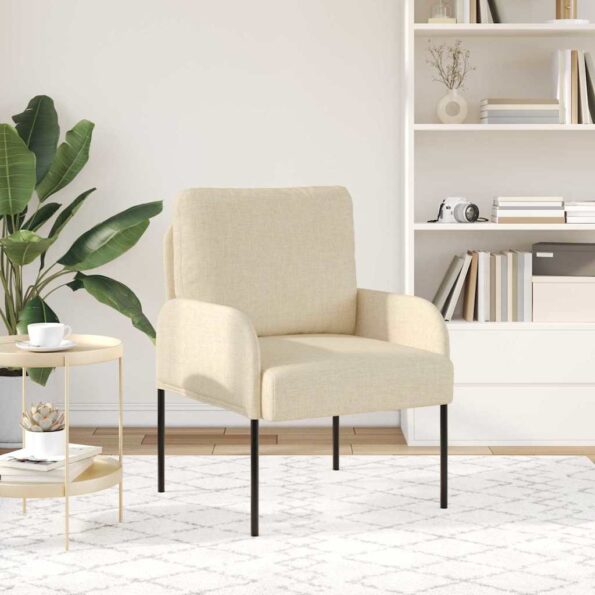 vidaXL Pohovky s vankúšom 55cm Krémová Preglejka – Obrázok 3