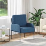 vidaXL Pohovky s vankúšom 55cm Modrá Preglejka