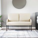 vidaXL Pohovky s vankúšom 110cm Krémová Preglejka – Obrázok 3