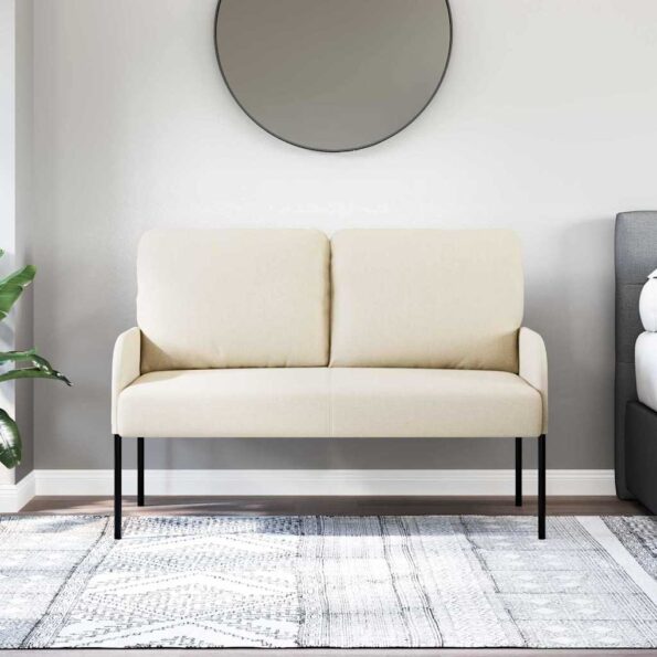 vidaXL Pohovky s vankúšom 110cm Krémová Preglejka – Obrázok 3