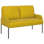vidaXL Pohovky s vankúšom 110cm Žltá Preglejka – Obrázok 2