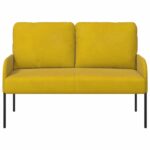 vidaXL Pohovky s vankúšom 110cm Žltá Preglejka – Obrázok 4