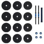 vidaXL 2-v-1 set činiek a činky 20kg 20kg Čierna a modrá – Obrázok 5