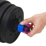 vidaXL 2-v-1 set činiek a činky 20kg 20kg Čierna a modrá – Obrázok 7