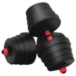 vidaXL 2-v-1 set činiek a činky 30kg 30kg Čierna a červená – Obrázok 4