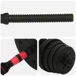 vidaXL 2-v-1 set činiek a činky 30kg 30kg Čierna a červená – Obrázok 6