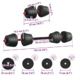 vidaXL 2-v-1 set činiek a činky 30kg 30kg Čierna a červená – Obrázok 8