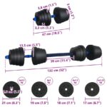 vidaXL 2-v-1 set činiek a činky 30kg 30kg Čierna a modrá – Obrázok 8