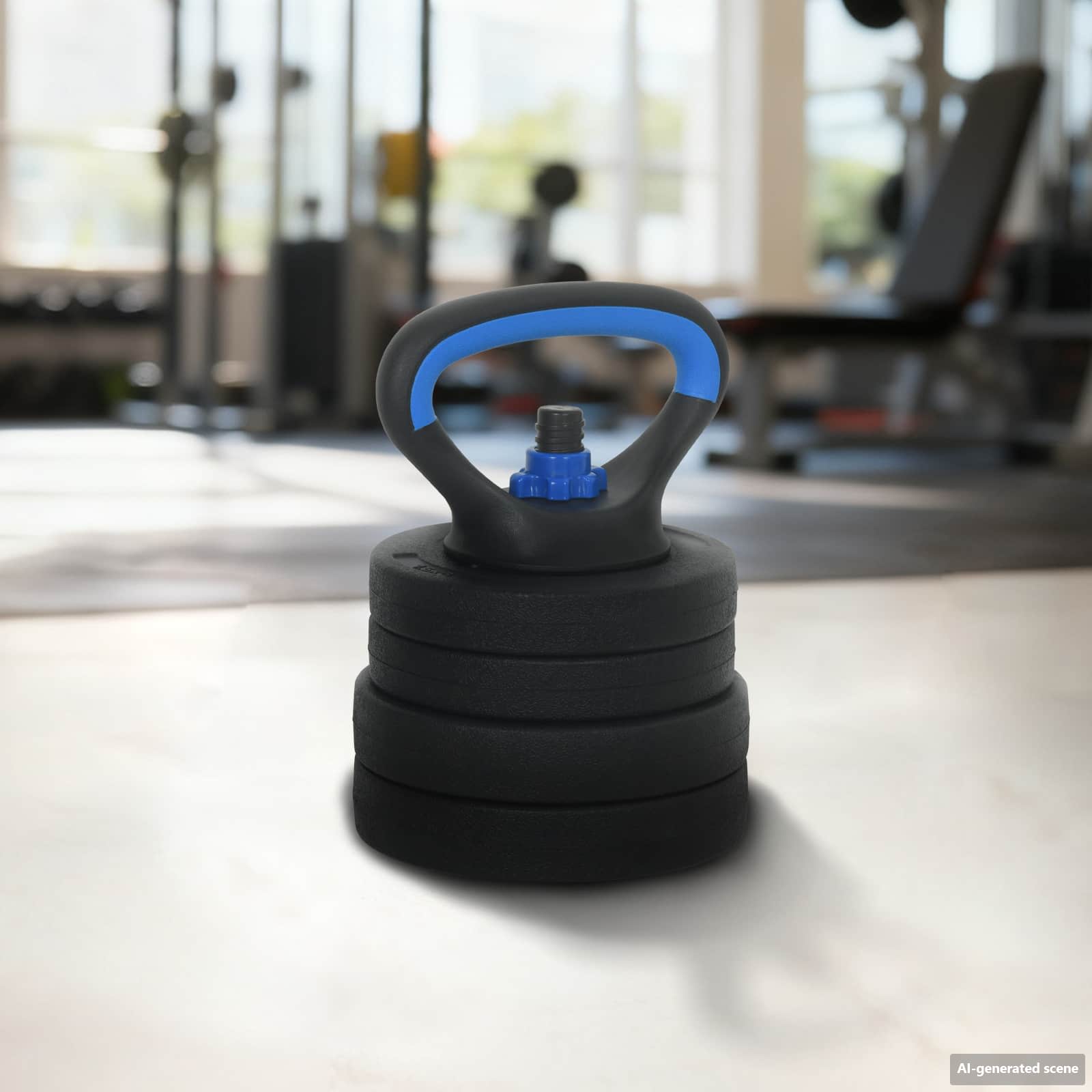 42023468_1.jpg vidaXL 4-v-1 set činiek, činky a kettlebellu 20kg 20kg Čierna a modrá – Obrázok 1
