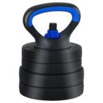 vidaXL 4-v-1 set činiek, činky a kettlebellu 20kg 20kg Čierna a modrá – Obrázok 4