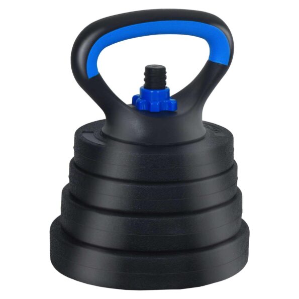 vidaXL 4-v-1 set činiek, činky a kettlebellu 30kg 30kg Čierna a modrá – Obrázok 4
