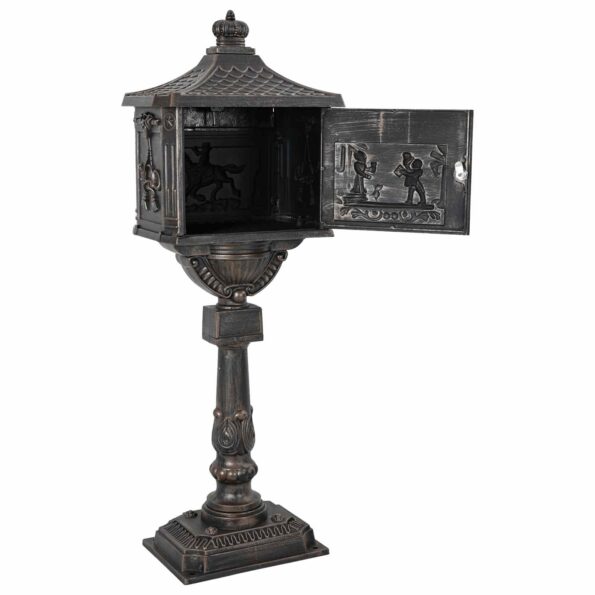 vidaXL Stojaca poštová schránka Bronzová 42,5 x 29,5 x 117 cm – Obrázok 5