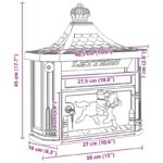 vidaXL Nástenná poštová schránka s dverami Červená 40.5 x 15.5 x 44 cm – Obrázok 11