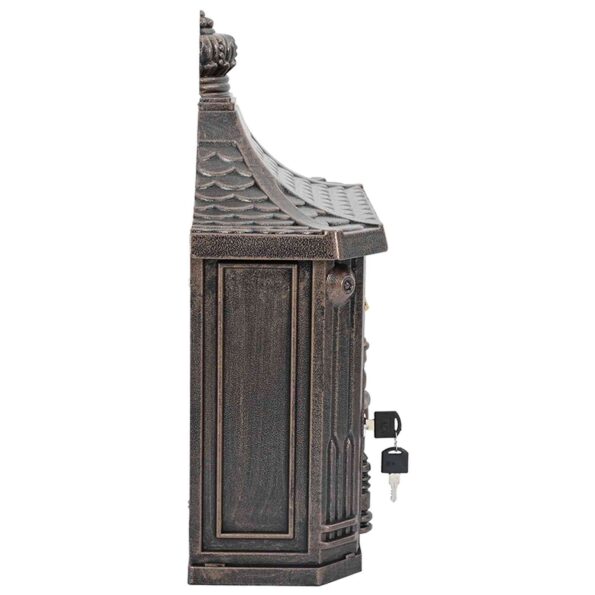 vidaXL Nástenná poštová schránka s dverami Bronzová 40,5 x 16 x 45 cm – Obrázok 7