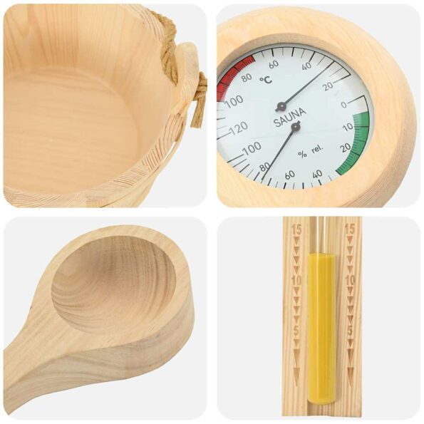 vidaXL Súprava doplnkov do sauny 4 pcs Hnedá – Obrázok 11