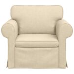 vidaXL Pohovka Krémová 215 x 82 x 80 cm Kov – Obrázok 4