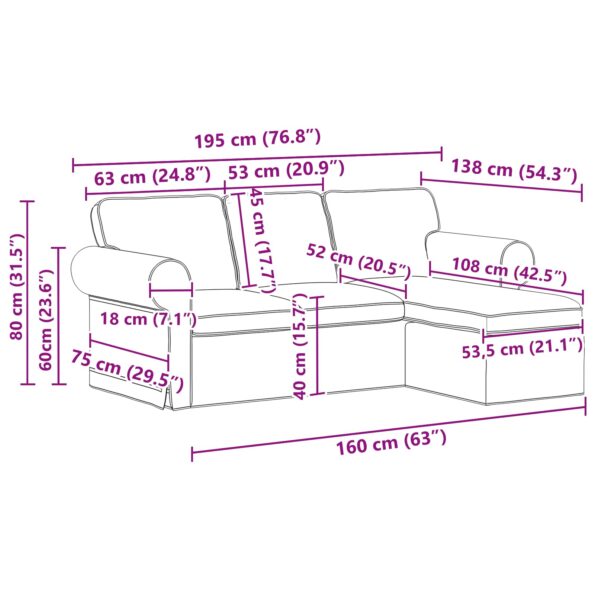 vidaXL Pohovka Čierna 215 x 138 x 80 cm Kov – Obrázok 10