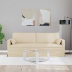 vidaXL Pohovka Krémová 198 x 78 x 80 cm Kov – Obrázok 3