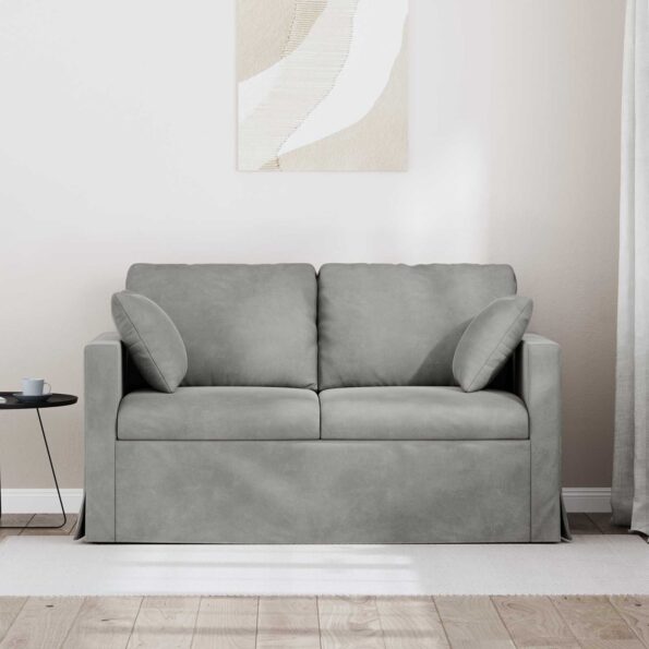vidaXL Pohovka Svetlosivá 138 x 78 x 80 cm Zamat – Obrázok 3