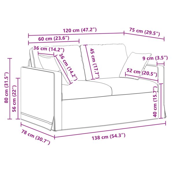 vidaXL Pohovka Svetlosivá 138 x 78 x 80 cm Zamat – Obrázok 9