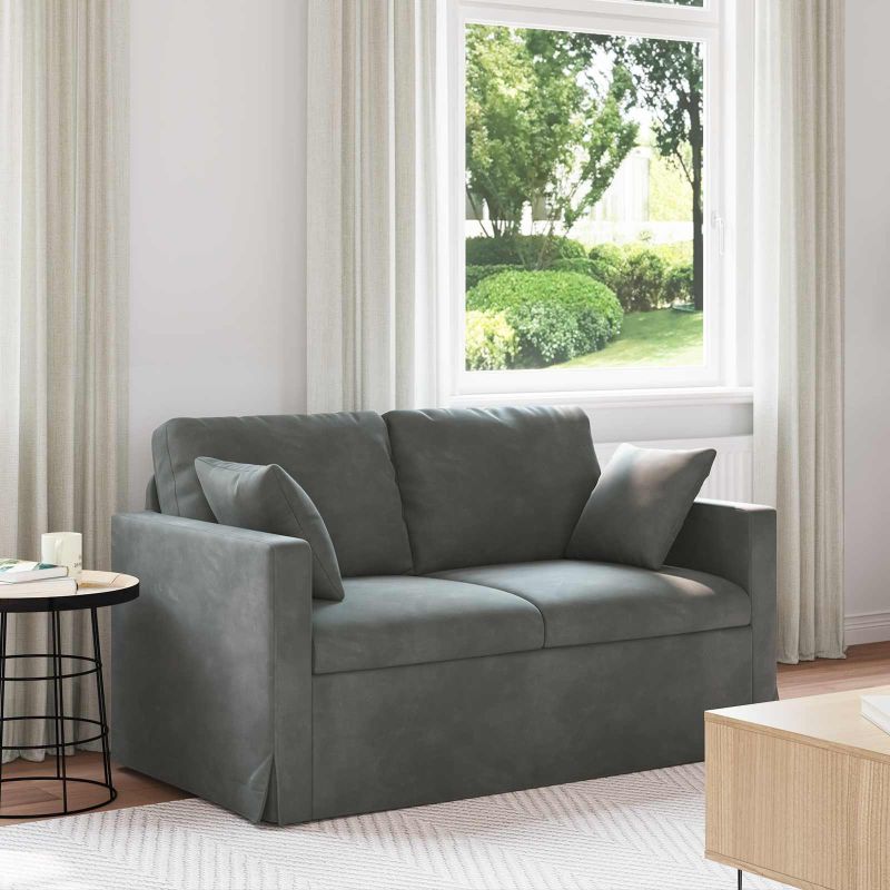 42024414_1.jpg vidaXL Pohovka Tmavo šedá 138 x 78 x 80 cm Zamat – Obrázok 1