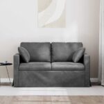 vidaXL Pohovka Tmavo šedá 138 x 78 x 80 cm Zamat – Obrázok 3