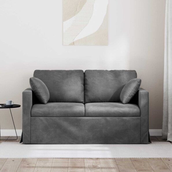 vidaXL Pohovka Tmavo šedá 138 x 78 x 80 cm Zamat – Obrázok 3