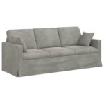 vidaXL Pohovka Svetlosivá 198 x 78 x 80 cm Zamat – Obrázok 2