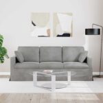 vidaXL Pohovka Svetlosivá 198 x 78 x 80 cm Zamat – Obrázok 3